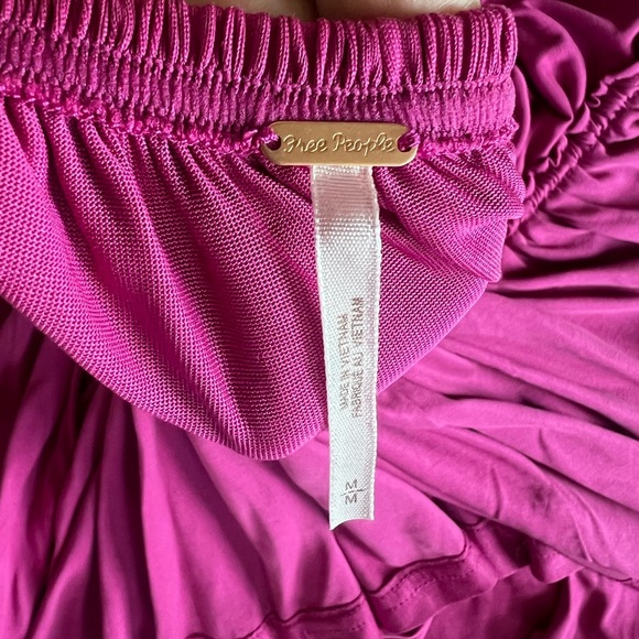 Free People Ruched Magenta Halter Top – Size M, Soft Jersey Knit Boho Cami - Picture 12 of 14